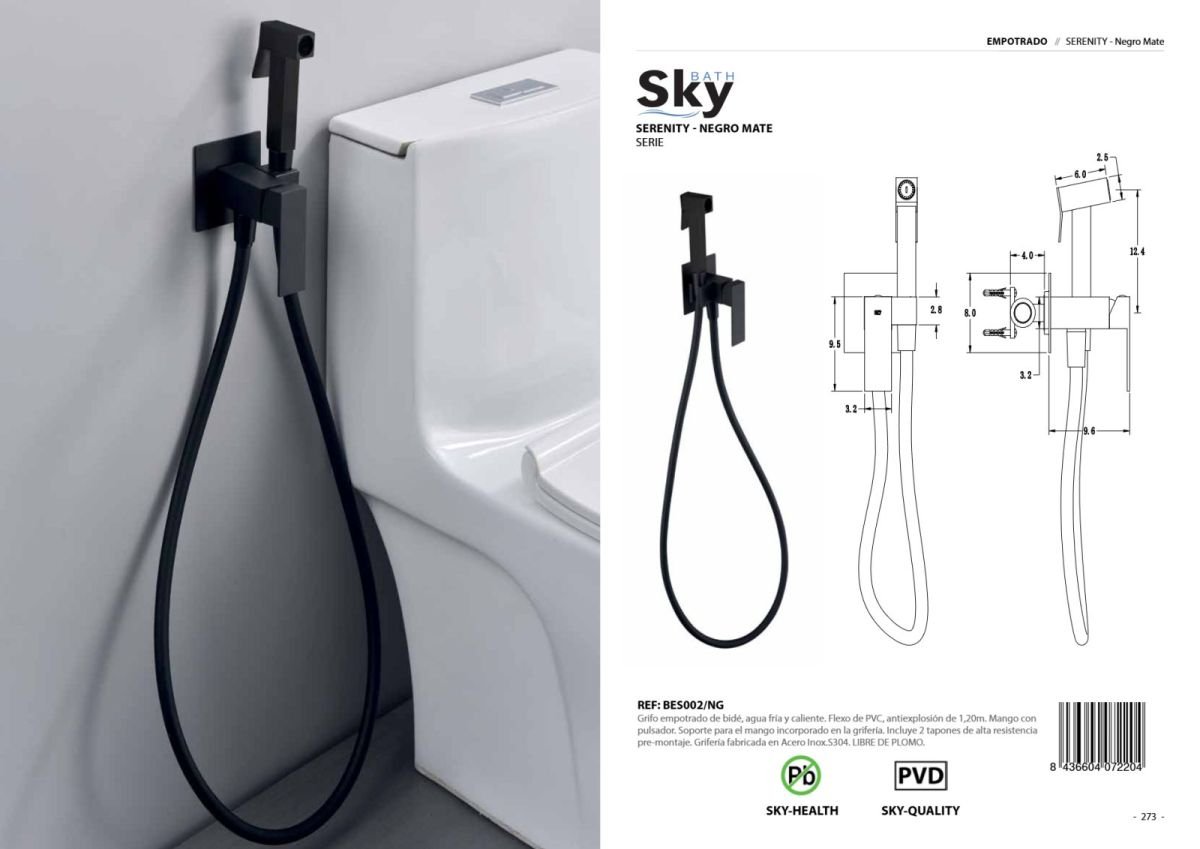 Grifo empotrado de bidé Serenity Negro Mate