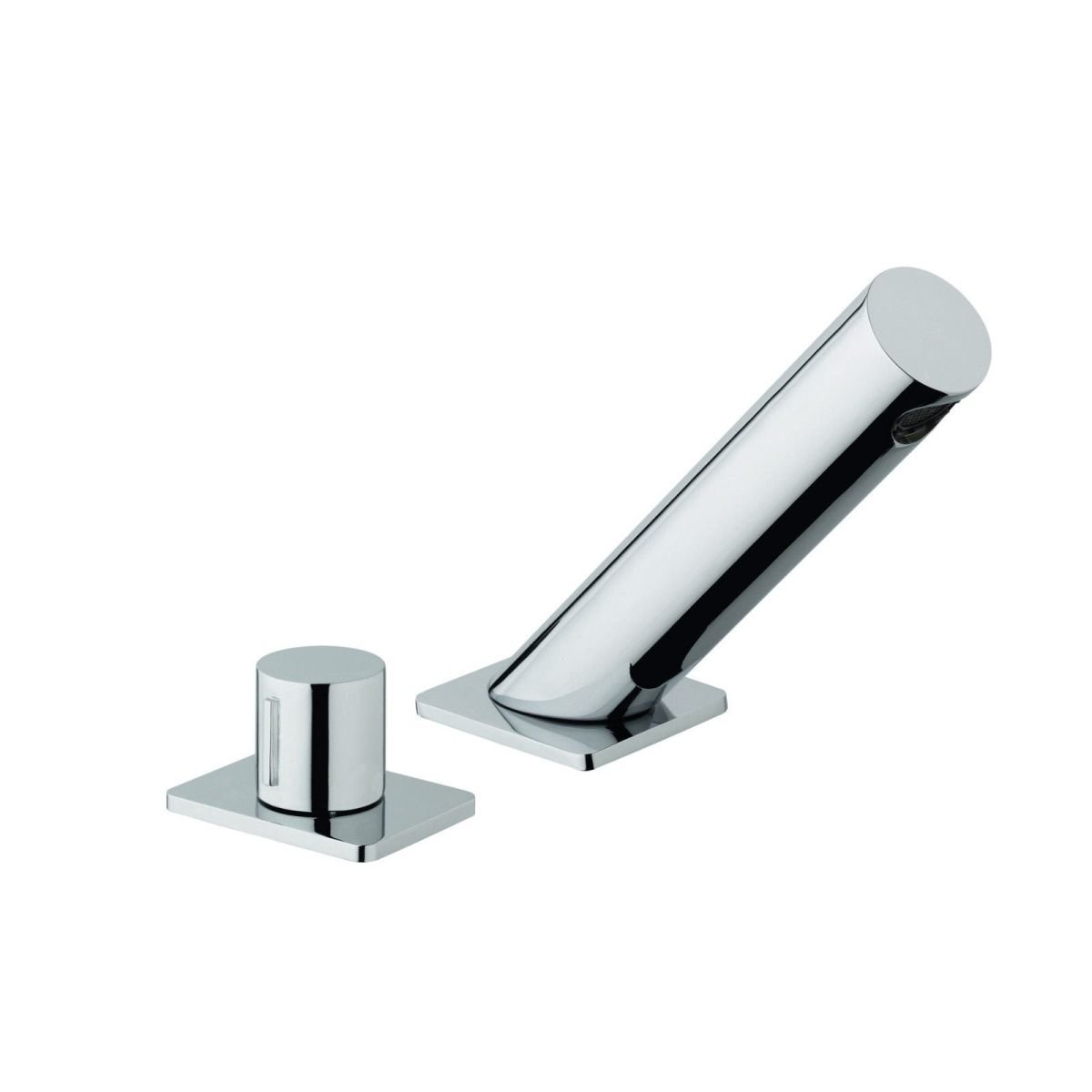 Two-hole deck mounted washbasin mixer without waste valve - Chrome