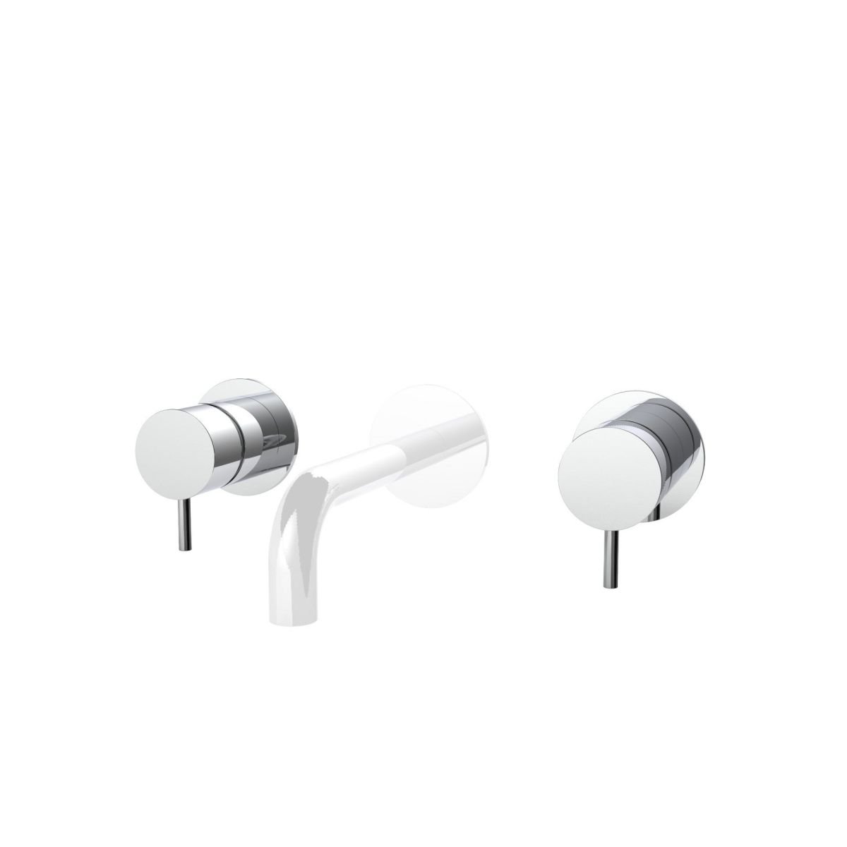 Three-hole concealed washbasin mixer - external part with round plate and waste valve (without spout)