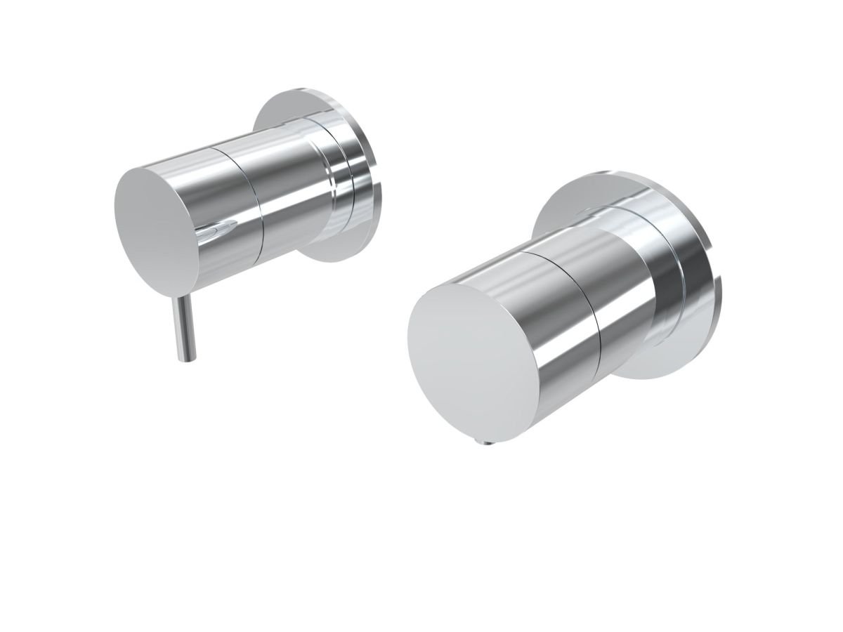 Three-way concealed thermostatic bathtub/shower mixer - external part with round plate