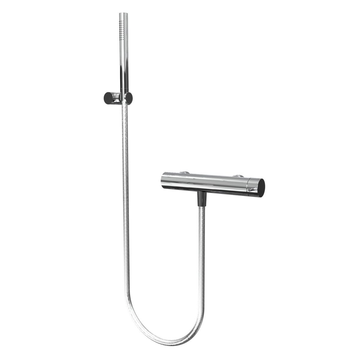 One-way shower mixer with hand shower and adjustable holder