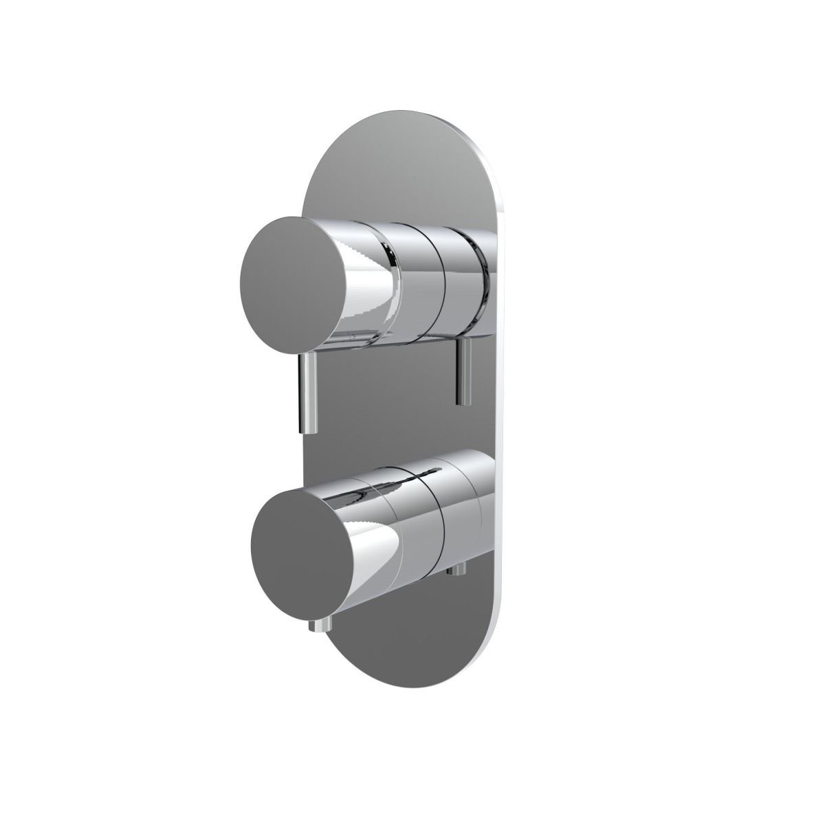 One-way concealed thermostatic mixer - external part with oval plate - Chrome