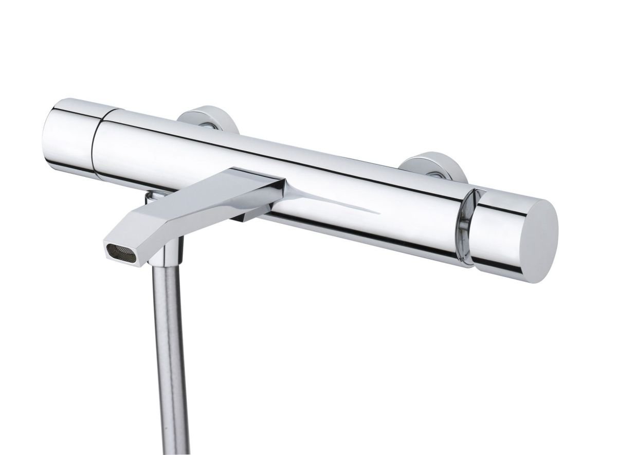 Two-way bathtub mixer with spout, hand shower and adjustable holder - Chrome