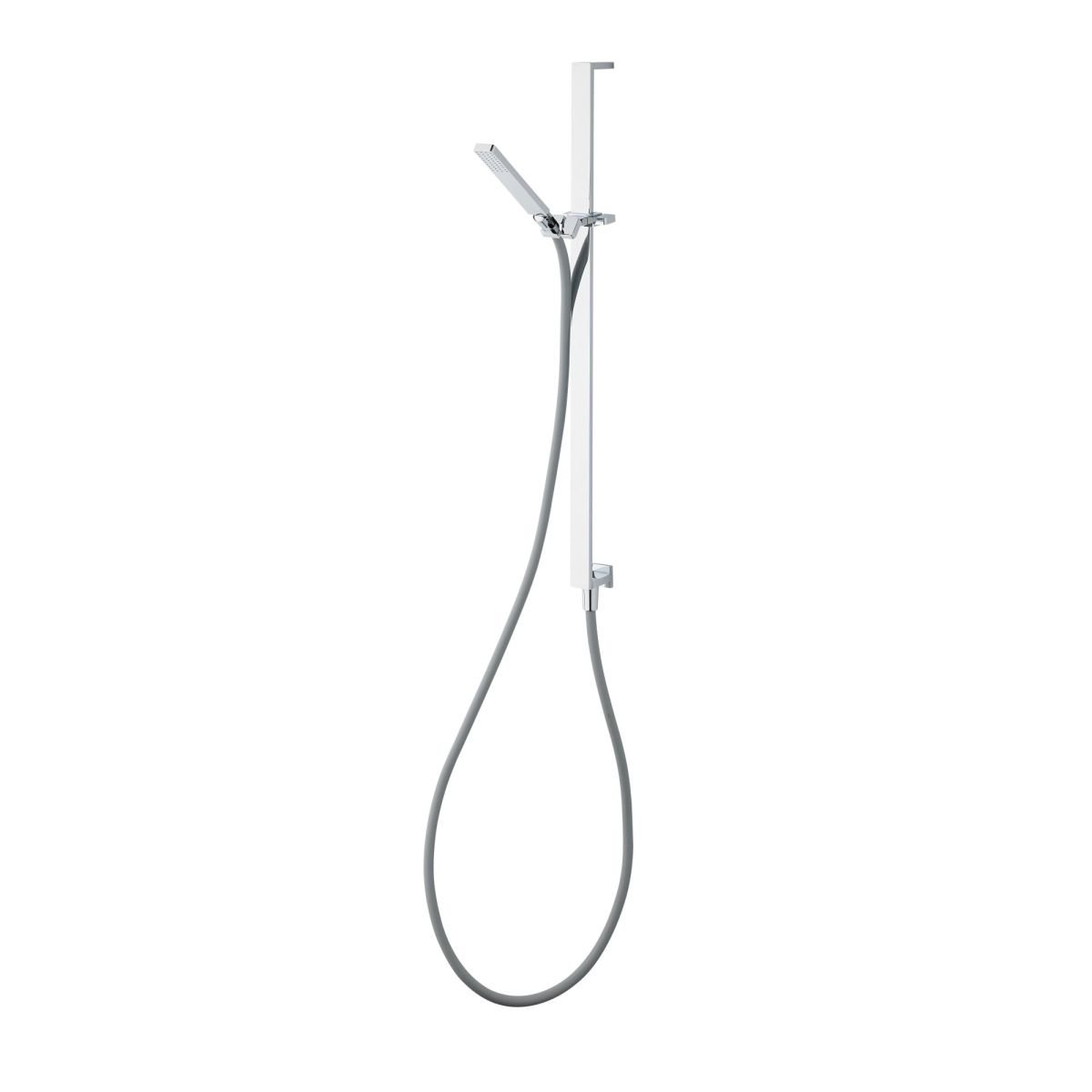 Sliding shower rail with outlet, flexible and hand shower