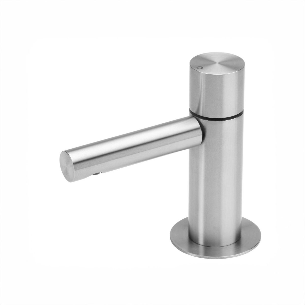 Deck mounted washbasin mixer without waste valve - Stainless Steel Brushed