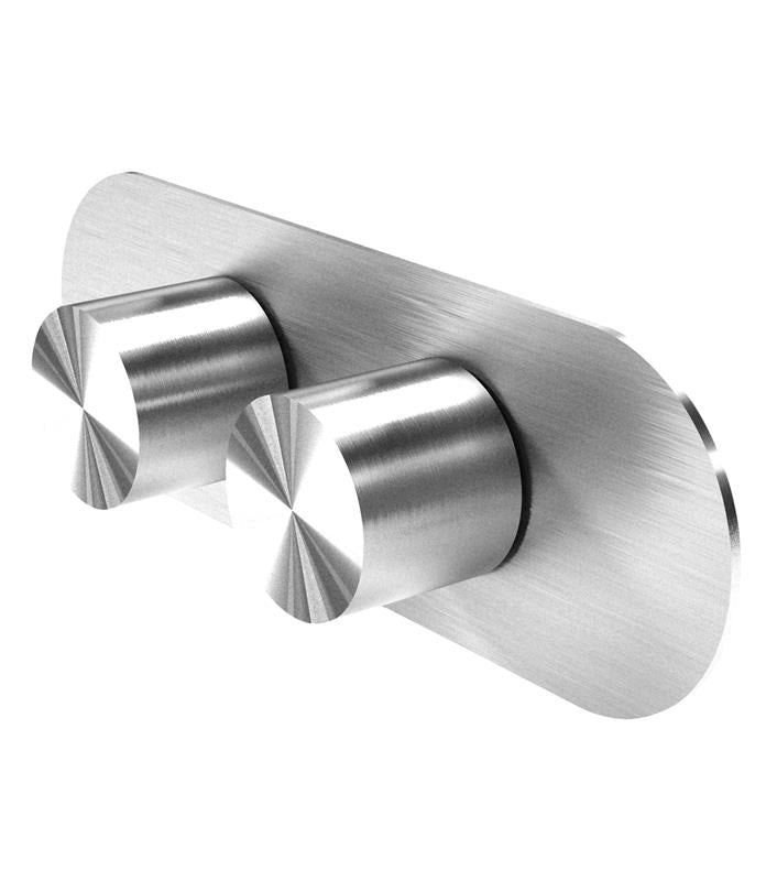 Three-way concealed thermostatic bathtub/shower mixer - internal + external part - Stainless Steel Brushed