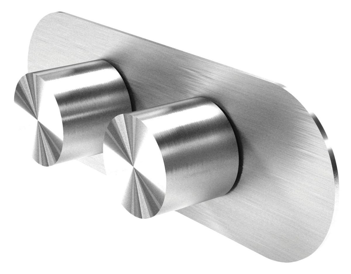 One-way concealed bathtub/shower mixer - internal + external part - Stainless Steel Brushed