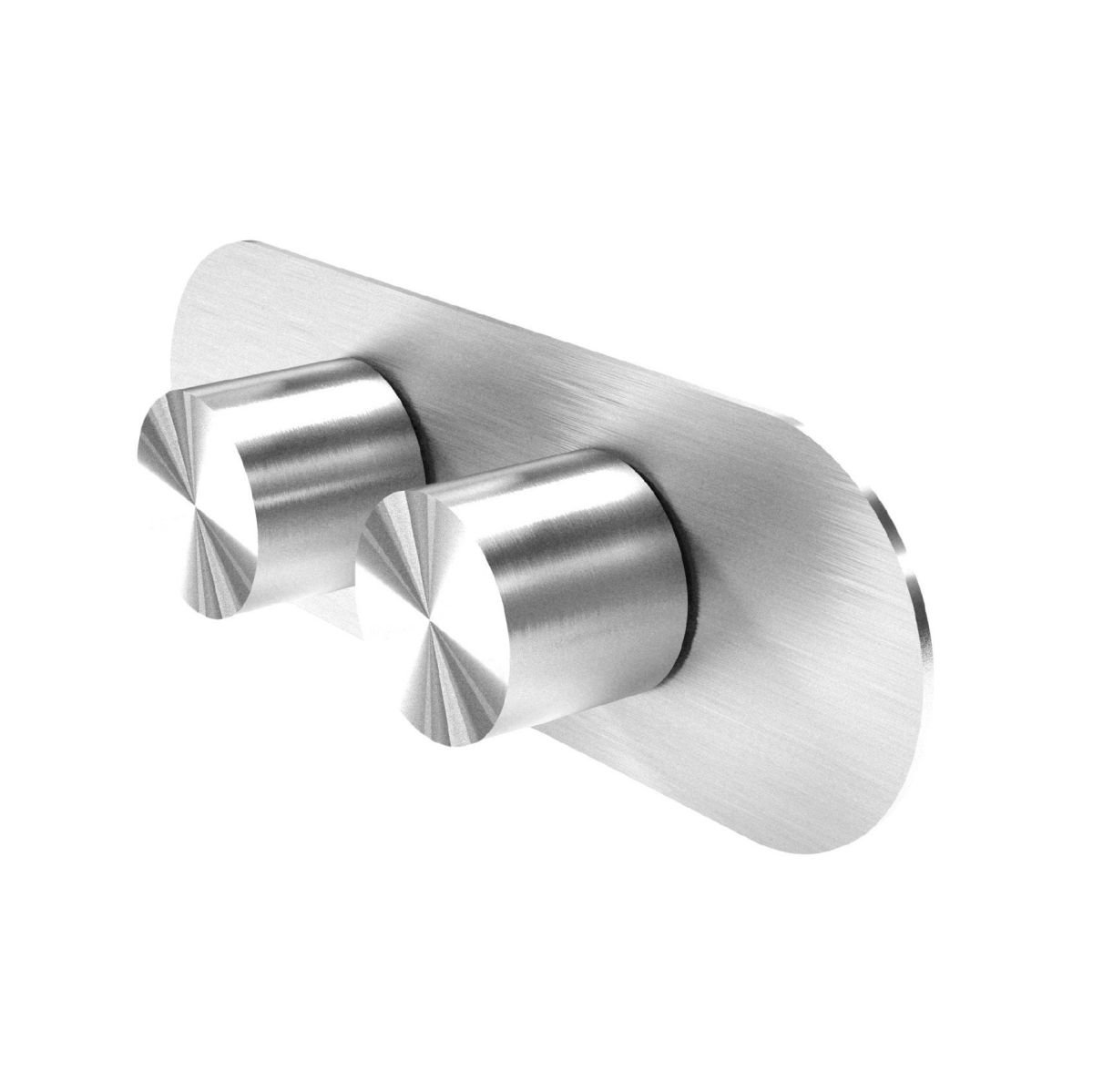 One-way concealed thermostatic bathtub/shower mixer - external part - Stainless Steel Brushed