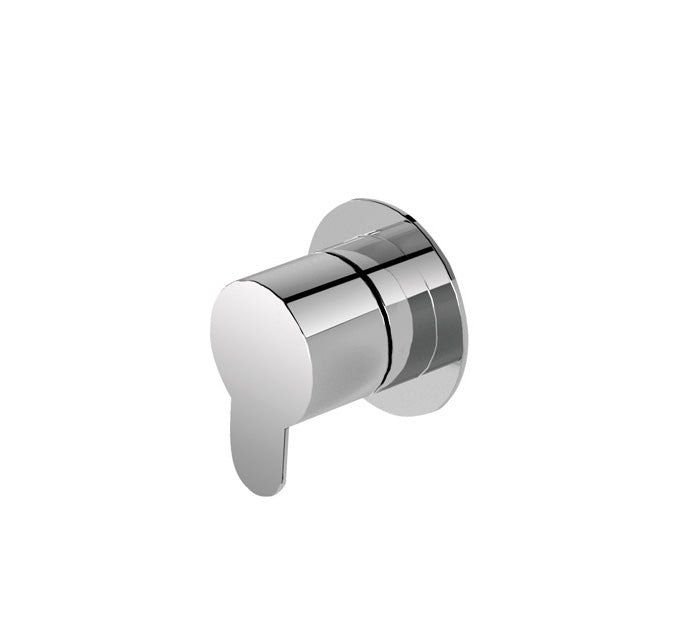 Two-hole concealed washbasin mixer - internal + external part with round plate and waste valve (without spout ) - Chrome