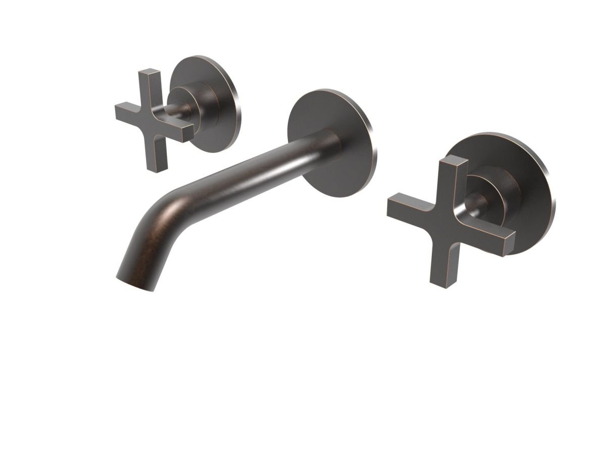 Three-hole concealed washbasin mixer - external part with waste valve (without spout) Cruz