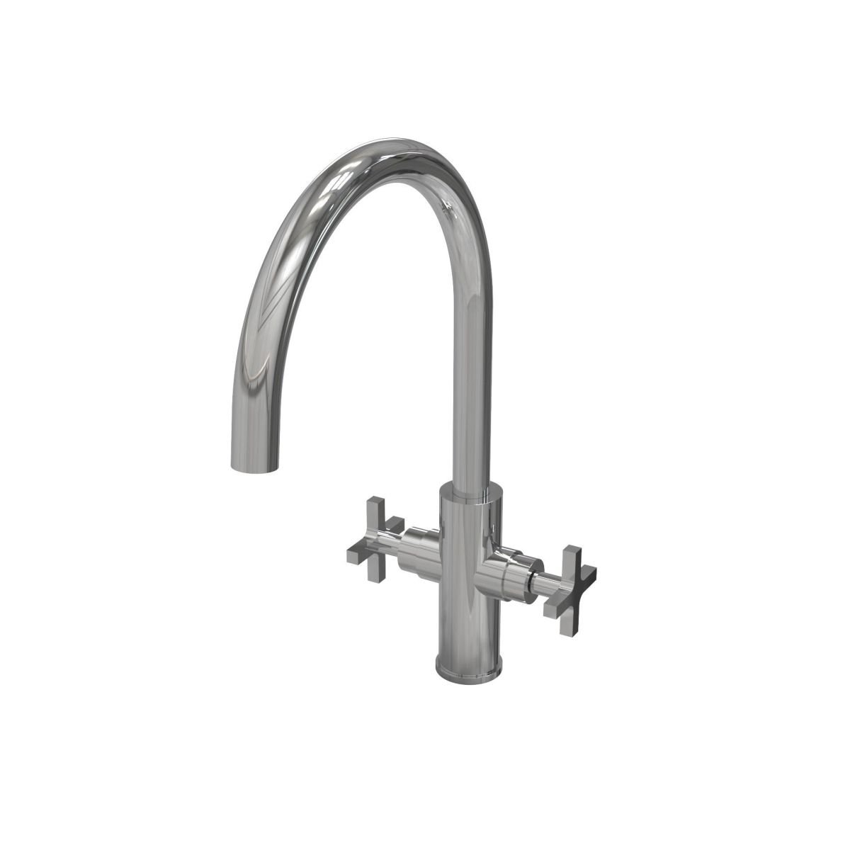 Two-handle Cruz deck mounted kitchen mixer with swivel H spout