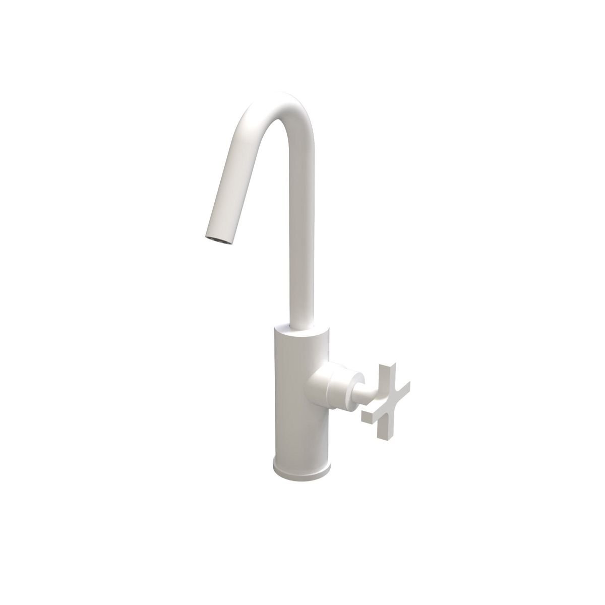 One-handle Cruz progressive deck mounted washbasin mixer - White