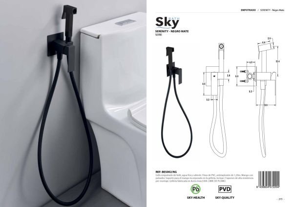 Grifo empotrado de bidé Serenity Negro Mate