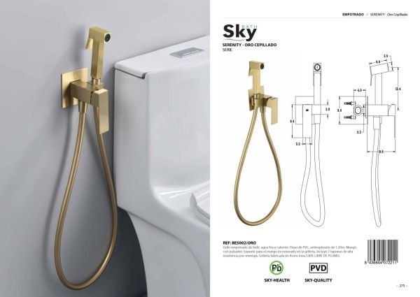 Grifo empotrado de bidé Serenity Oro Cepillado