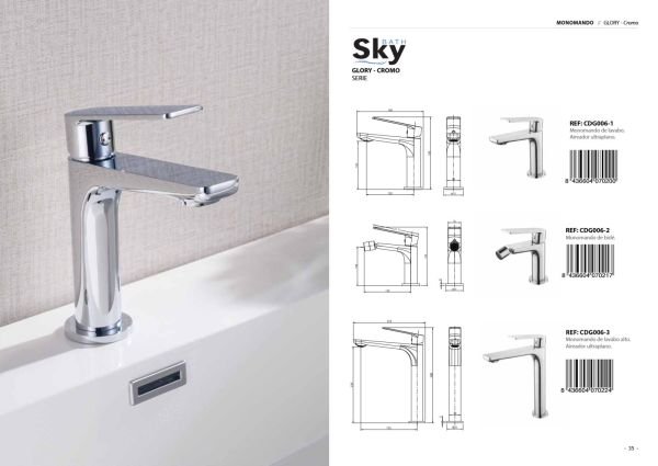 Monomando de lavabo alto Glory Cromo
