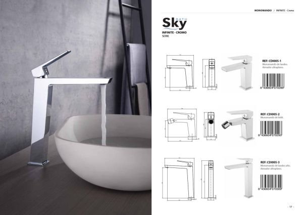 Monomando de lavabo alto Infinite Cromo