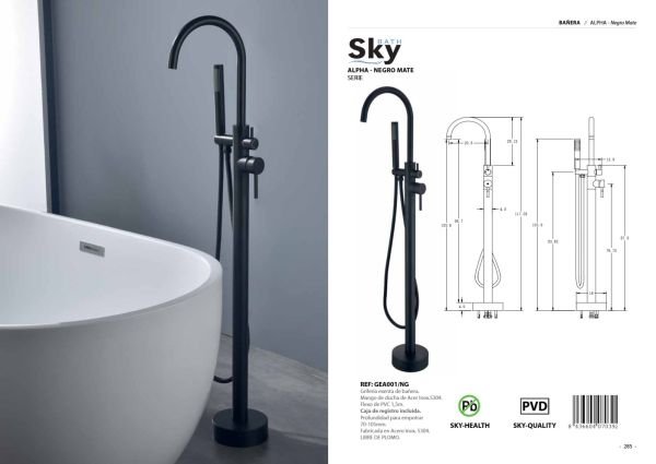 Grifería exenta de bañera Alpha Negro Mate