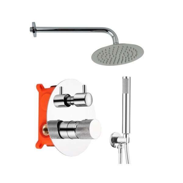 Conjunto Encastrar Base 2 Saídas/6 Peças Fit Cromo