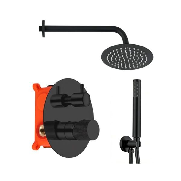 Conjunto Encastrar Base 2 Saídas/6 Peças Fit Preto