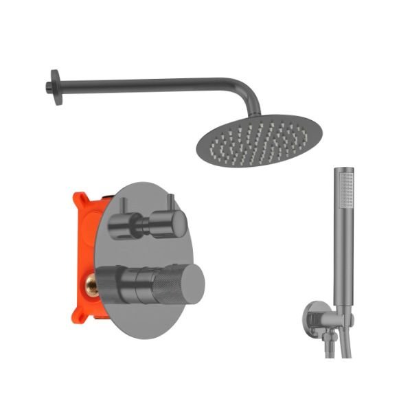 Conjunto Encastrar Base 2 Saídas/6 Peças Fit Gun Metal