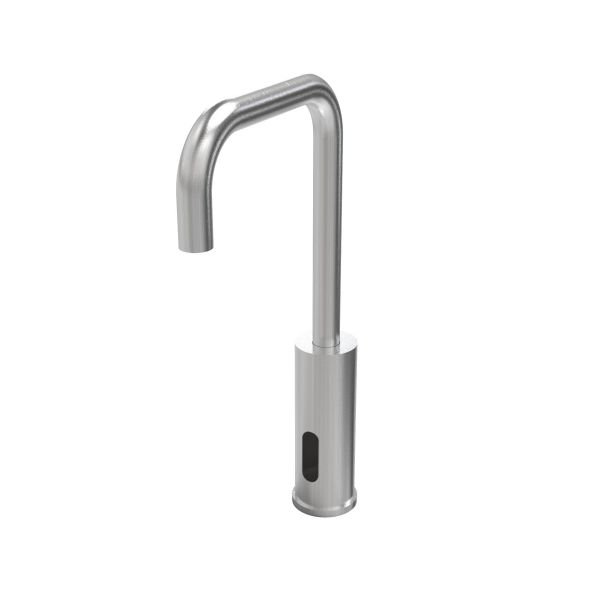 TMI.EB.H Deck mounted electronic washbasin tap with 1,5v battery (cold water) - Stainless Steel Brushed