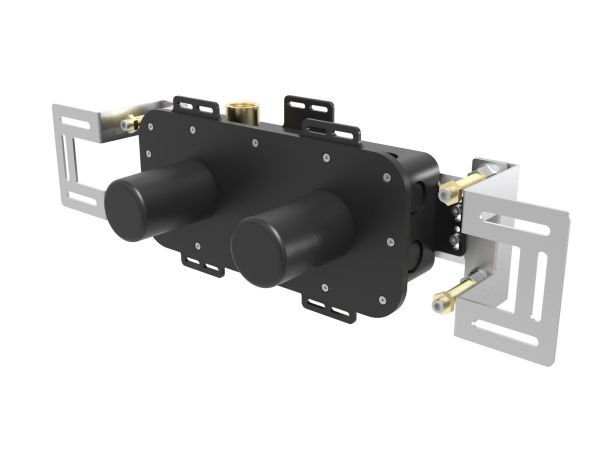 Two-way concealed thermostatic bathtub/shower mixer - internal part with installation box + adjustable plate
