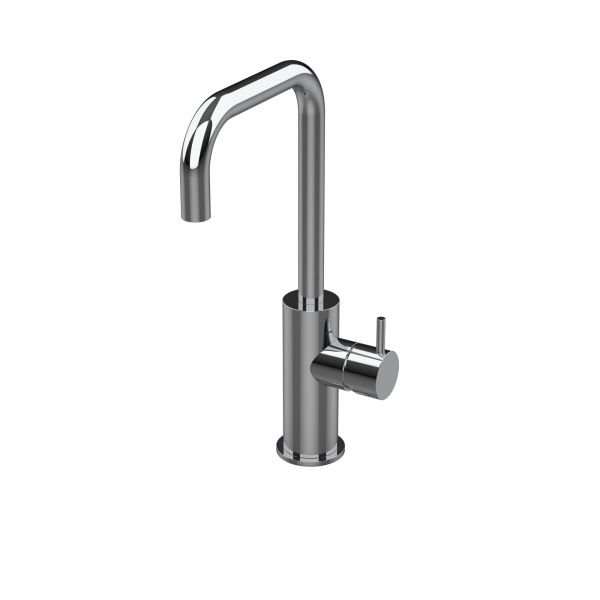 Deck mounted washbasin mixer with swivel H spout and waste valve