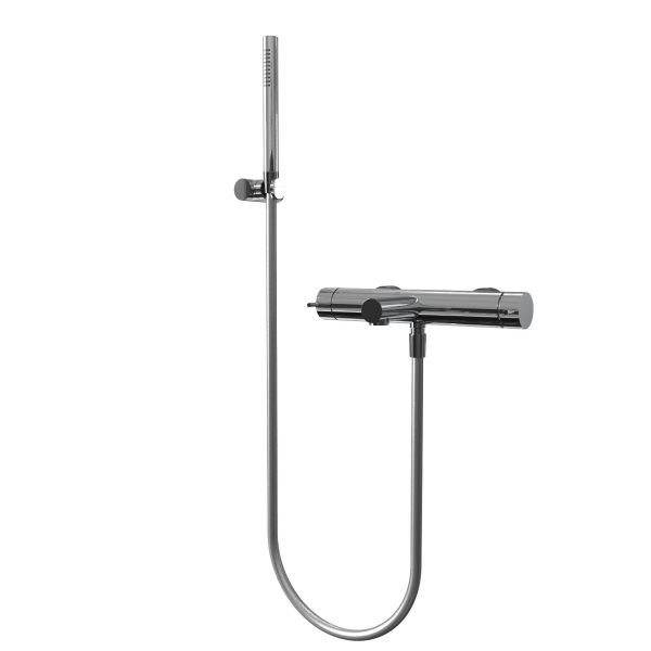 Two-way bathtub mixer with spout, hand shower and adjustable holder - new version