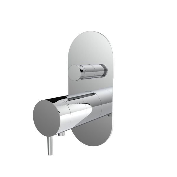 Two-way concealed thermostatic bathtub/shower mixer - external part with oval plate