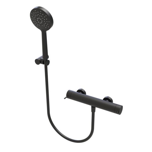One-way thermostatic shower mixer with hand shower and adjustable holder - new version