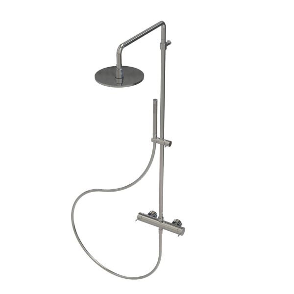 Two-way shower mixer with column, 200 mm head shower and hand shower - new version