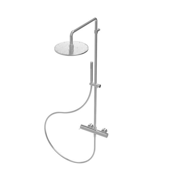 Two-way thermostatic shower mixer with column, 300 mm head shower and hand shower - new version