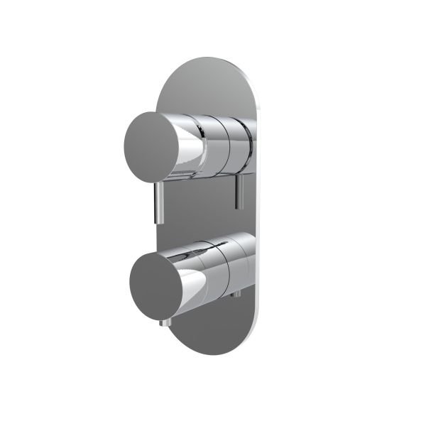 One-way concealed thermostatic mixer - external part with oval plate - Chrome