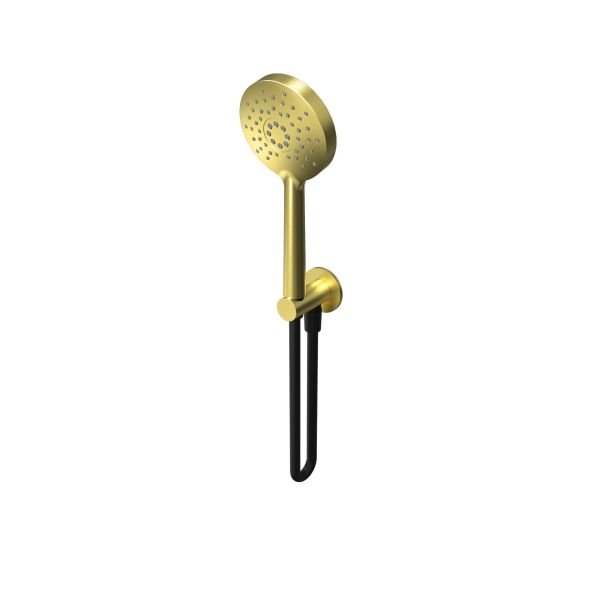 Round hand shower kit with integrated outlet - PVD Gold Brushed