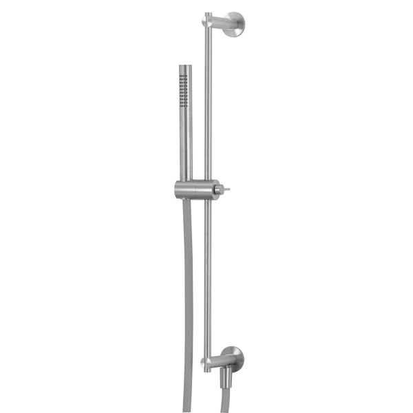 Sliding shower rail with outlet, flexible and hand shower