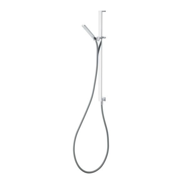 Sliding shower rail with outlet, flexible and hand shower
