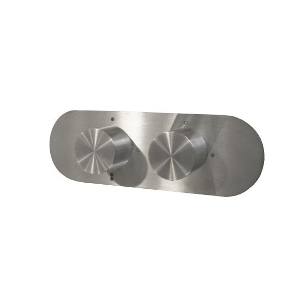 Two-way concealed thermostatic bathtub/shower mixer - internal + external part - Stainless Steel Brushed